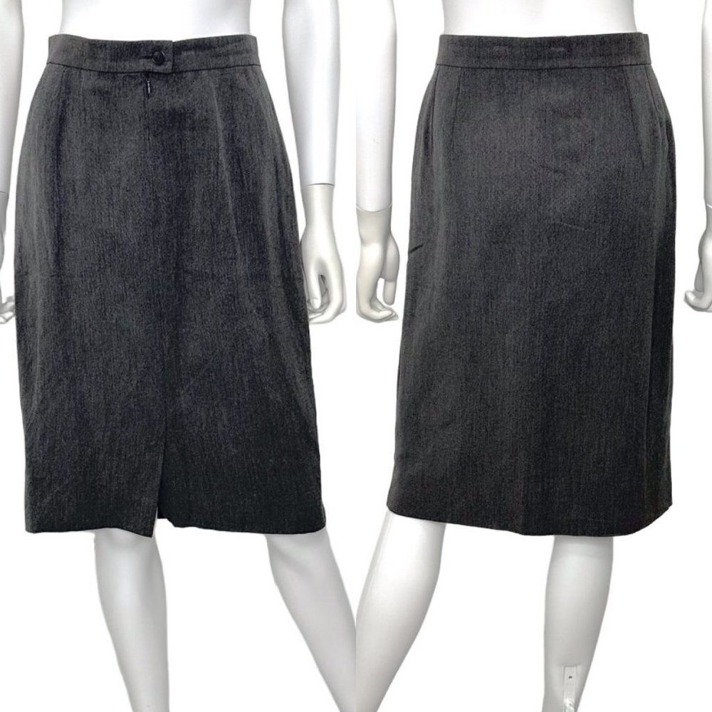 Akris Club Dark Heather Gray Linen Blend Pencil Skirt Women's Size 12